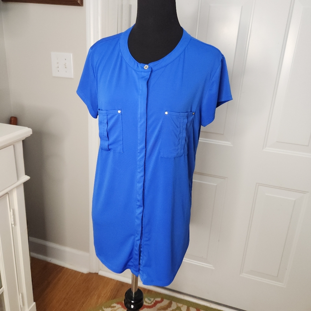 Dana Buchman Peacock Blue Sleeveless Blouse Size Medium